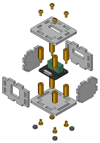 Exploded assembly drawing for Analog Out Bricklet
