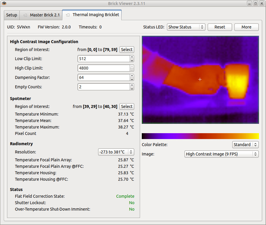 Thermal Imaging Bricklet in Brick Viewer