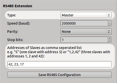 Configuration of RS485 in master mode