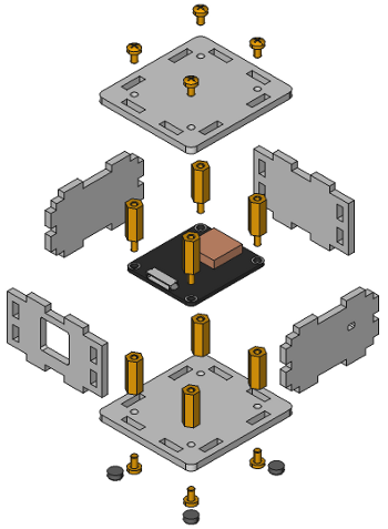 Exploded assembly drawing for GPS Bricklet