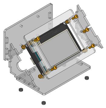 Exploded assembly drawing for LCD 128x64 Bricklet