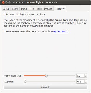 Blinkenlights Demo Application Screenshot: Rainbow