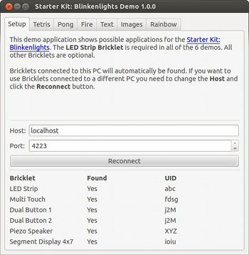 Screenshot Blinkenlights Demoanwendung: Setup