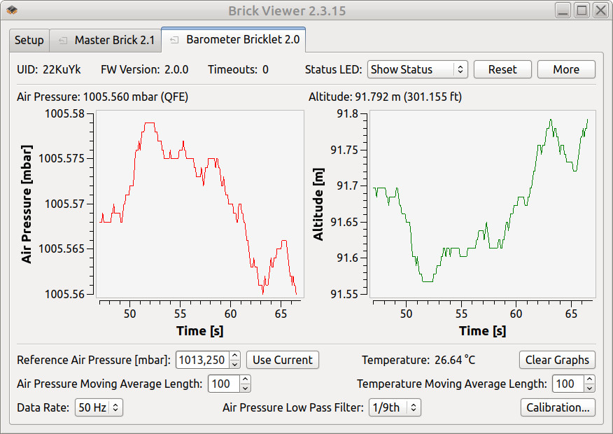 Barometer Bricklet 2.0 im Brick Viewer