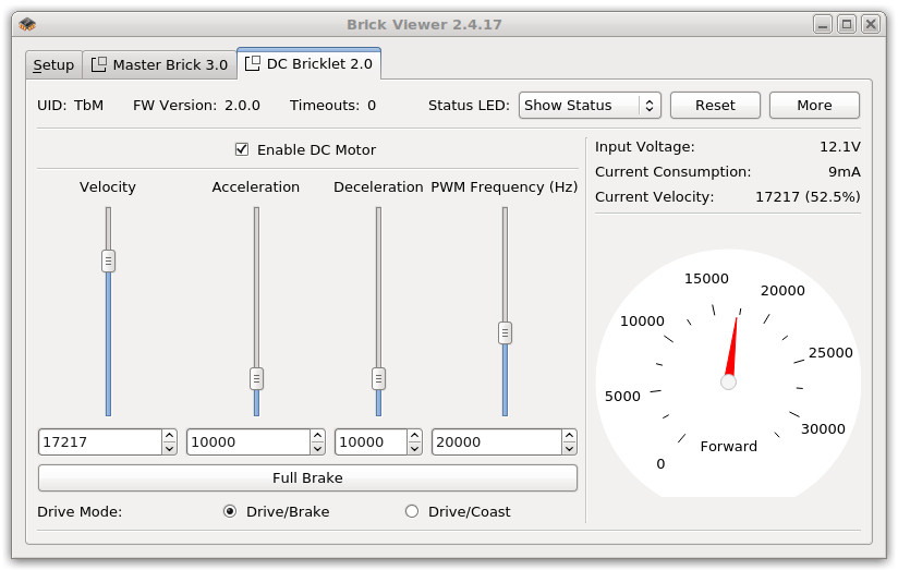 DC Bricklet 2.0 im Brick Viewer