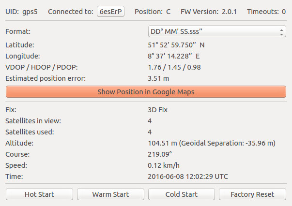 GPS Bricklet im Brick Viewer