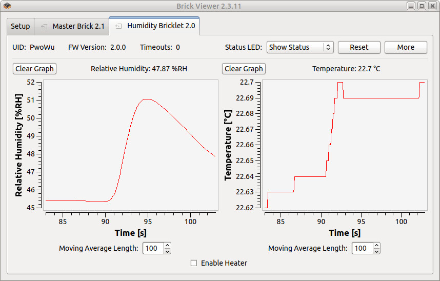 Humidity Bricklet 2.0 im Brick Viewer