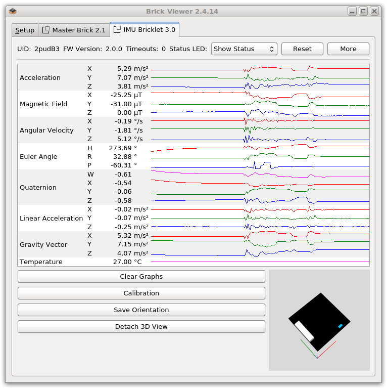 IMU Bricklet 3.0 im Brick Viewer