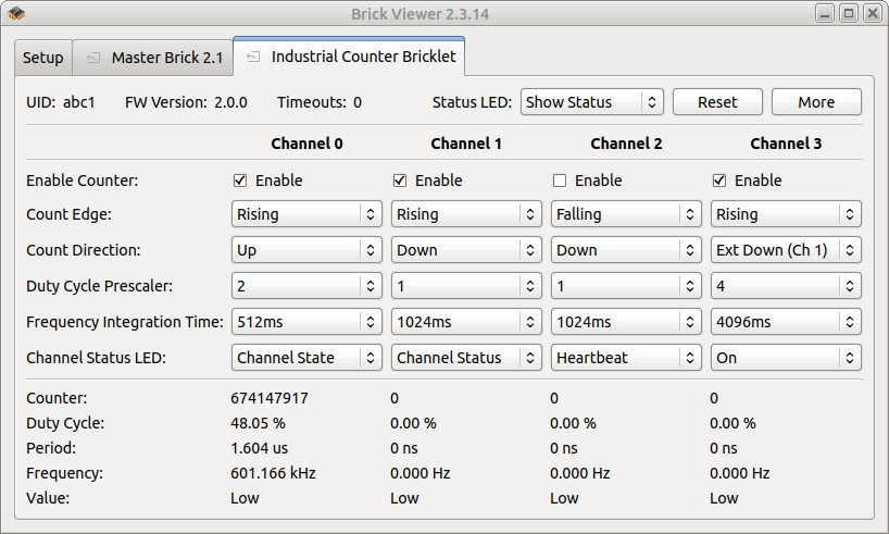 Industrial Counter Bricklet im Brick Viewer