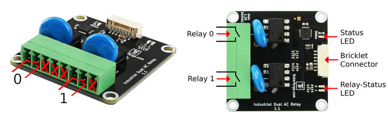 Industrial Dual AC Relay Bricklet Anschlussmöglichkeiten