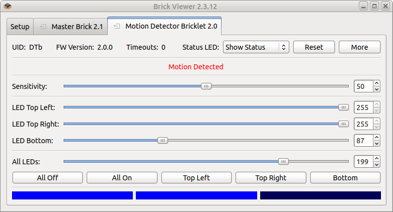 Motion Detector Bricklet 2.0 im Brick Viewer