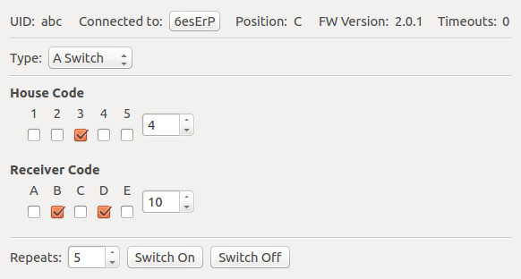 Remote Switch Bricklet im Brick Viewer