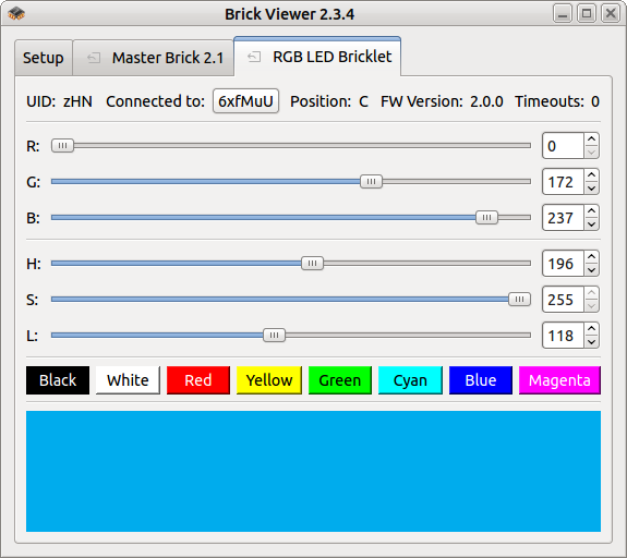 RGB LED Bricklet im Brick Viewer