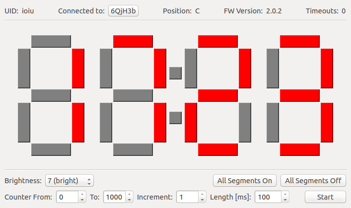 Segment Display 4x7 Bricklet im Brick Viewer