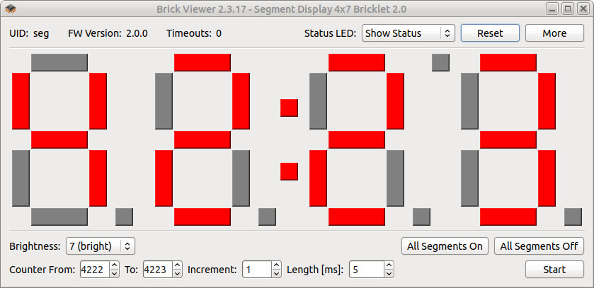 Segment Display 4x7 Bricklet 2.0 im Brick Viewer
