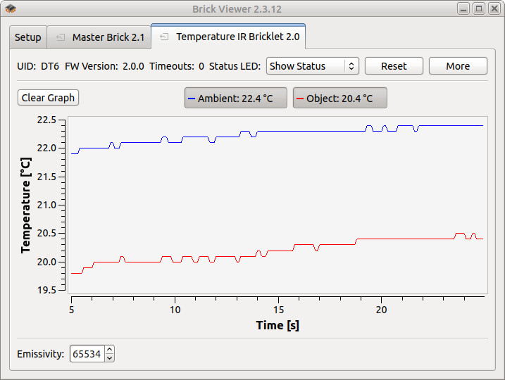 Temperature IR Bricklet 2.0 im Brick Viewer