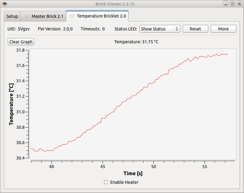 Temperature Bricklet 2.0 im Brick Viewer