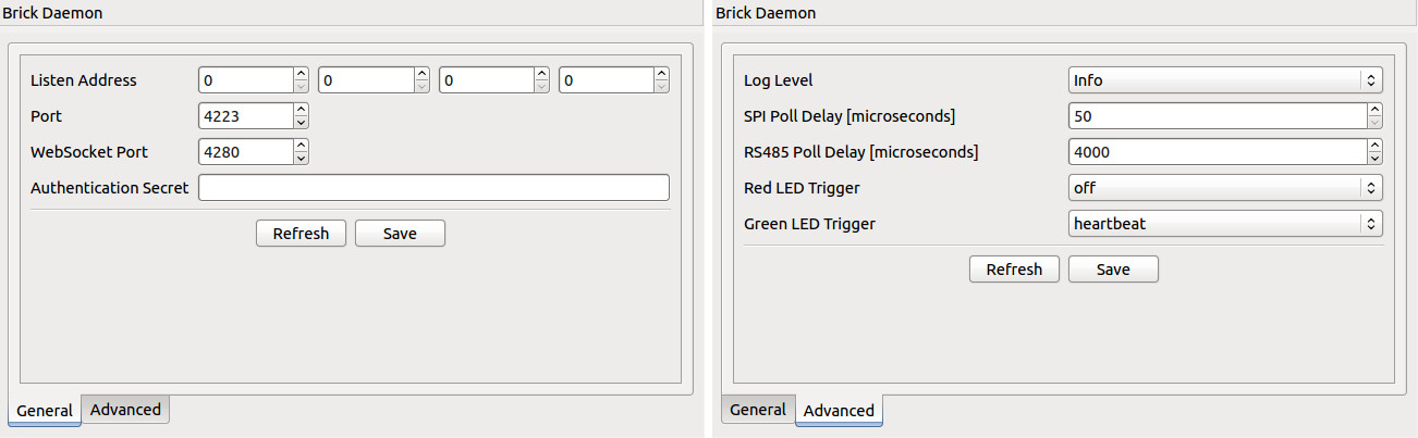 Screenshot des Settings Tabs: Brickd Konfiguration.