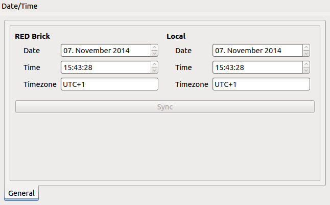 Screenshot des Settings Tabs: Datum und Uhrzeit Konfiguration.