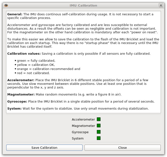 IMU Bricklet 3.0 Kalibrierung im Brick Viewer