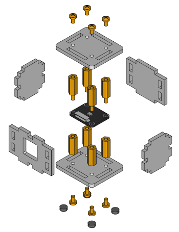 Exploded assembly drawing for Compass Bricklet