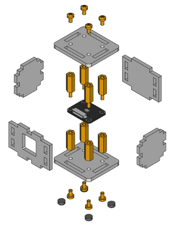 Exploded assembly drawing for Accelerometer Bricklet