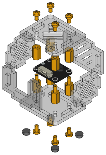 Exploded assembly drawing for Air Quality Bricklet