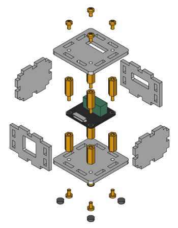 Exploded assembly drawing for Analog In Bricklet 2.0