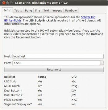 Blinkenlights Demo Application Screenshot: Setup