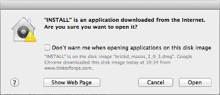 Brickd installation: Warning message on macOS Mountain Lion