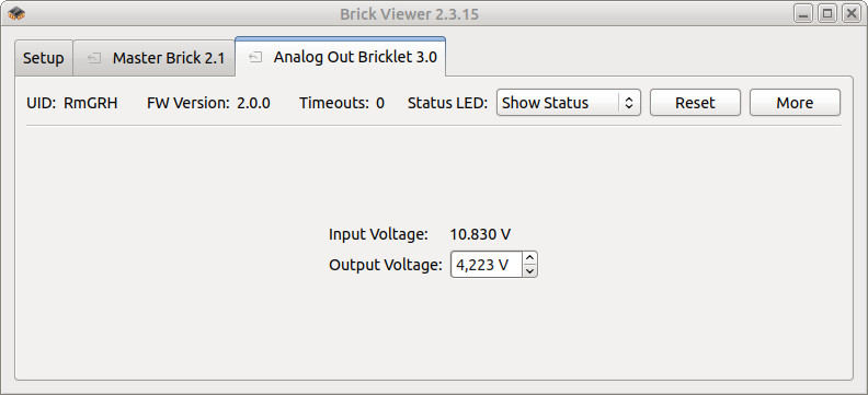 Analog Out Bricklet 3.0 in Brick Viewer