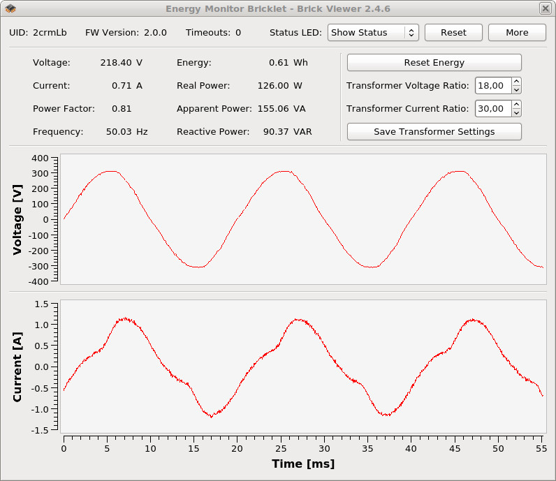 Energy Monitor Bricklet in Brick Viewer (fan)