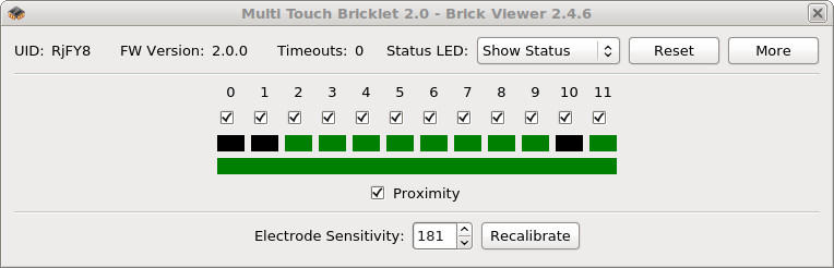 Multi Touch Bricklet 2.0 in Brick Viewer