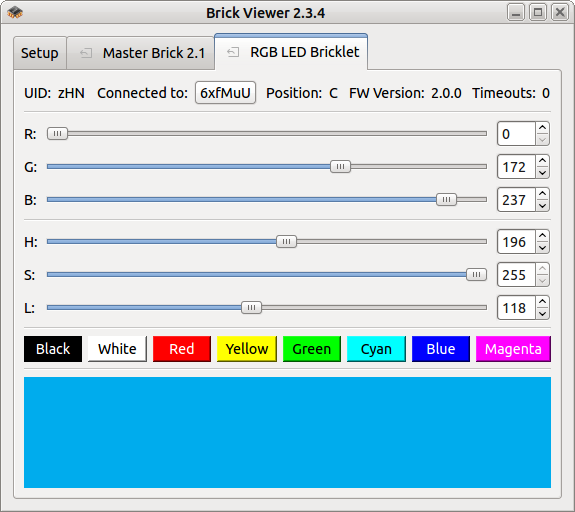 RGB LED Bricklet in Brick Viewer