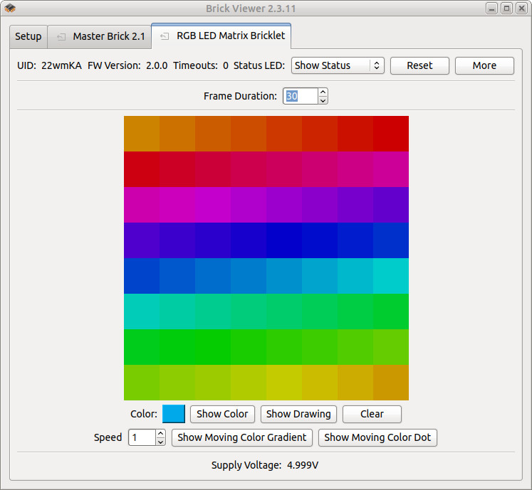 RGB LED Matrix Bricklet in Brick Viewer