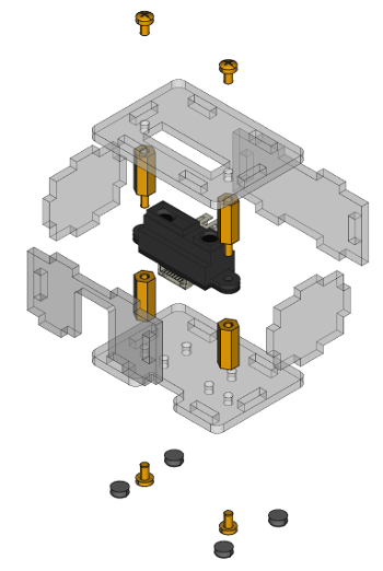 Exploded assembly drawing for Distance IR Bricklet 2.0