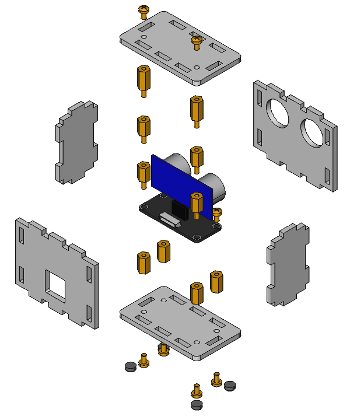 Exploded assembly drawing for Distance US Bricklet