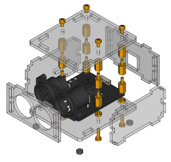 Exploded assembly drawing for DMX Bricklet