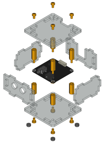 Exploded assembly drawing for Energy Monitor Bricklet