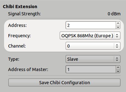 Configuration of Chibi address, frequency and channel