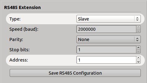 Configuration of RS485 in slave mode