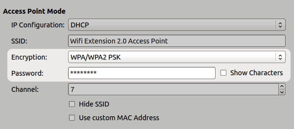 WIFI Extension 2.0 AP encryption configuration