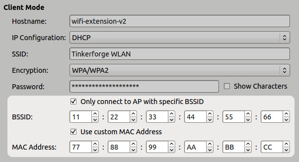 WIFI Extension 2.0 client BSSID and MAC configuration