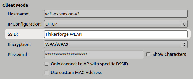 WIFI Extension 2.0 client SSID configuration