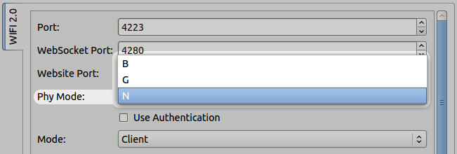 WIFI Extension 2.0 phy mode configuration