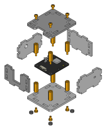 Exploded assembly drawing for GPS Bricklet 2.0