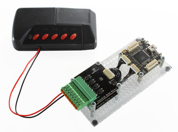 Garage Door Remote Control with attached Industrial Quad Relay Bricklet