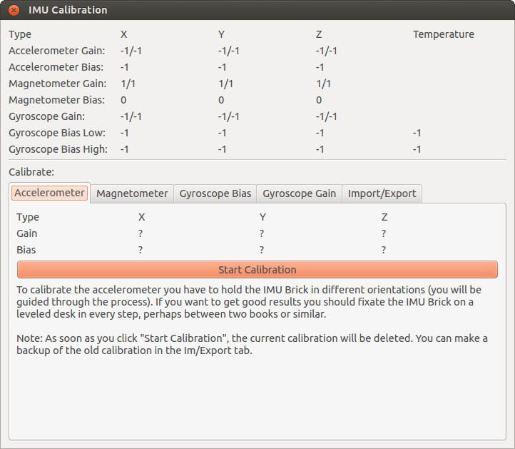 IMU Brick calibration in Brick Viewer