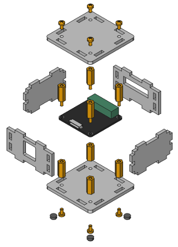 Exploded assembly drawing for Industrial Analog Out Bricklet