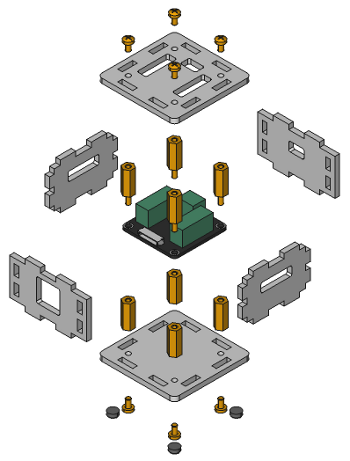 Exploded assembly drawing for IO-4 Bricklet 2.0